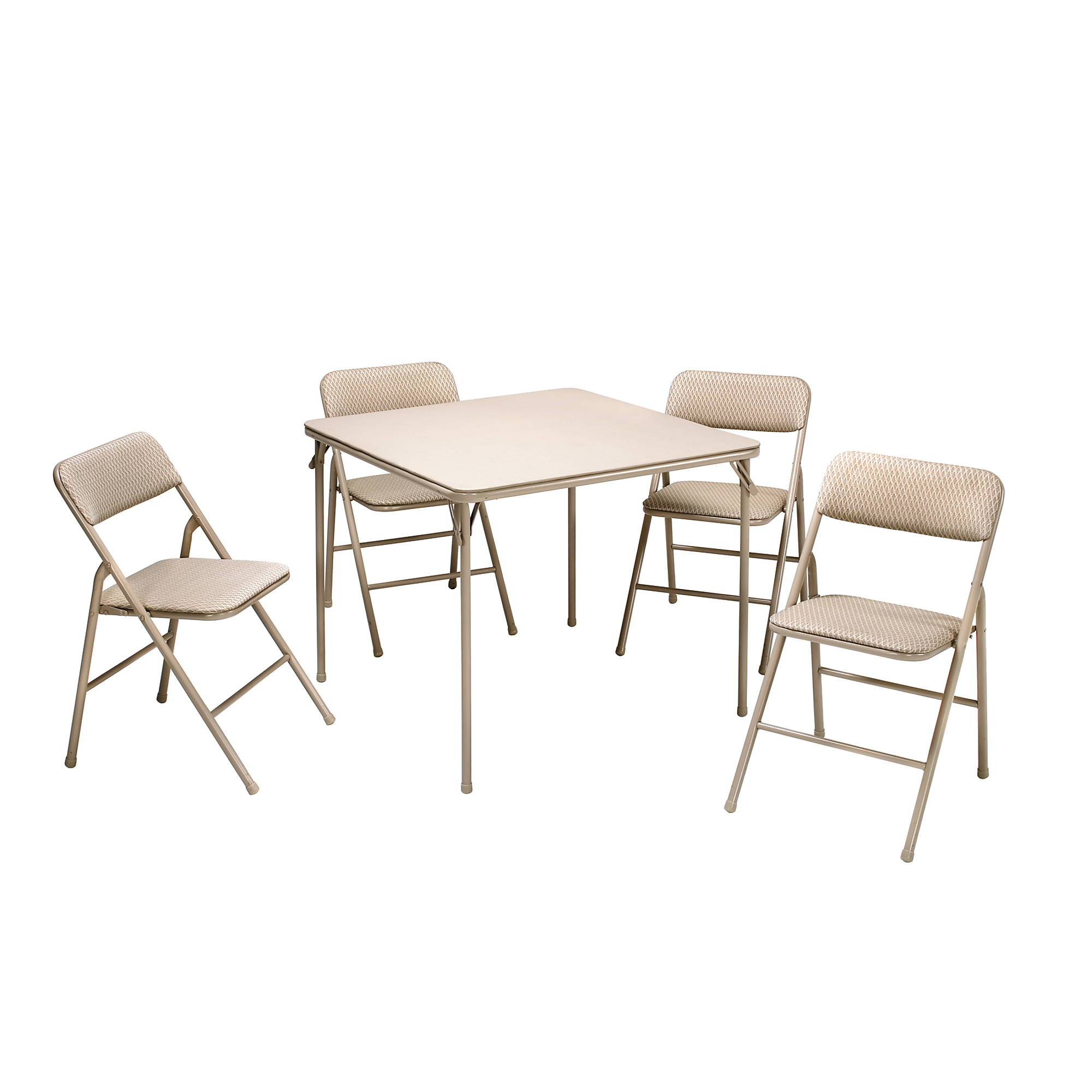 Cosco, 5-Pc Folding Set w/ Card Table 4 Padded Chairs, Height 28 in, Width 33 in, Length 33 in, Model# 14551WHD1E